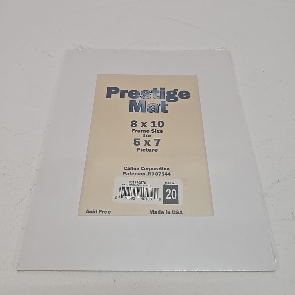 Prestige‎ Mat for Framing Pictures White Size 8X10 for 5X7 Picture Acid Free